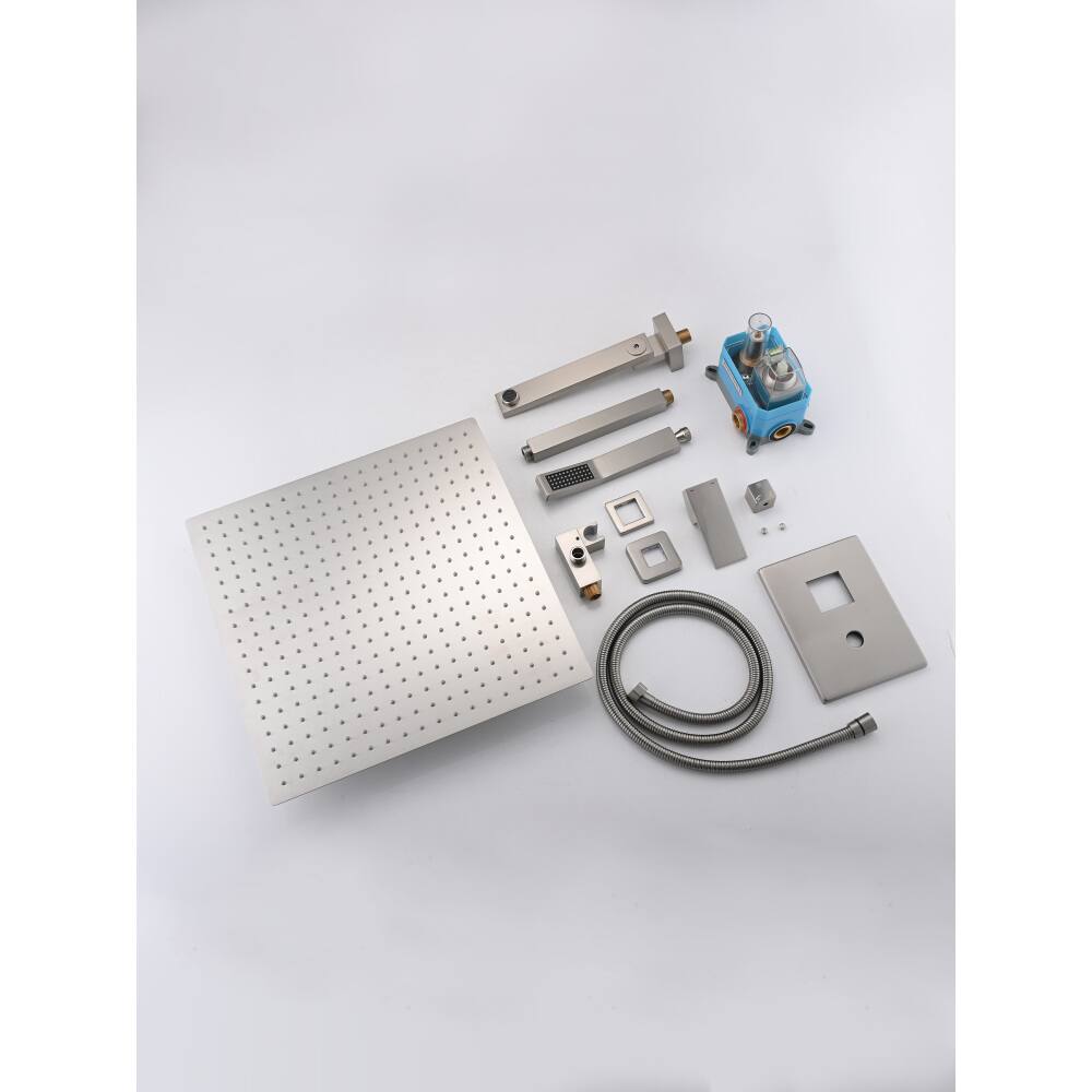 Alt View 3. JUJABU - Brushed Nickel Shower System with 16 inch Shower Head and Tub Spout - Brushed Nickel.