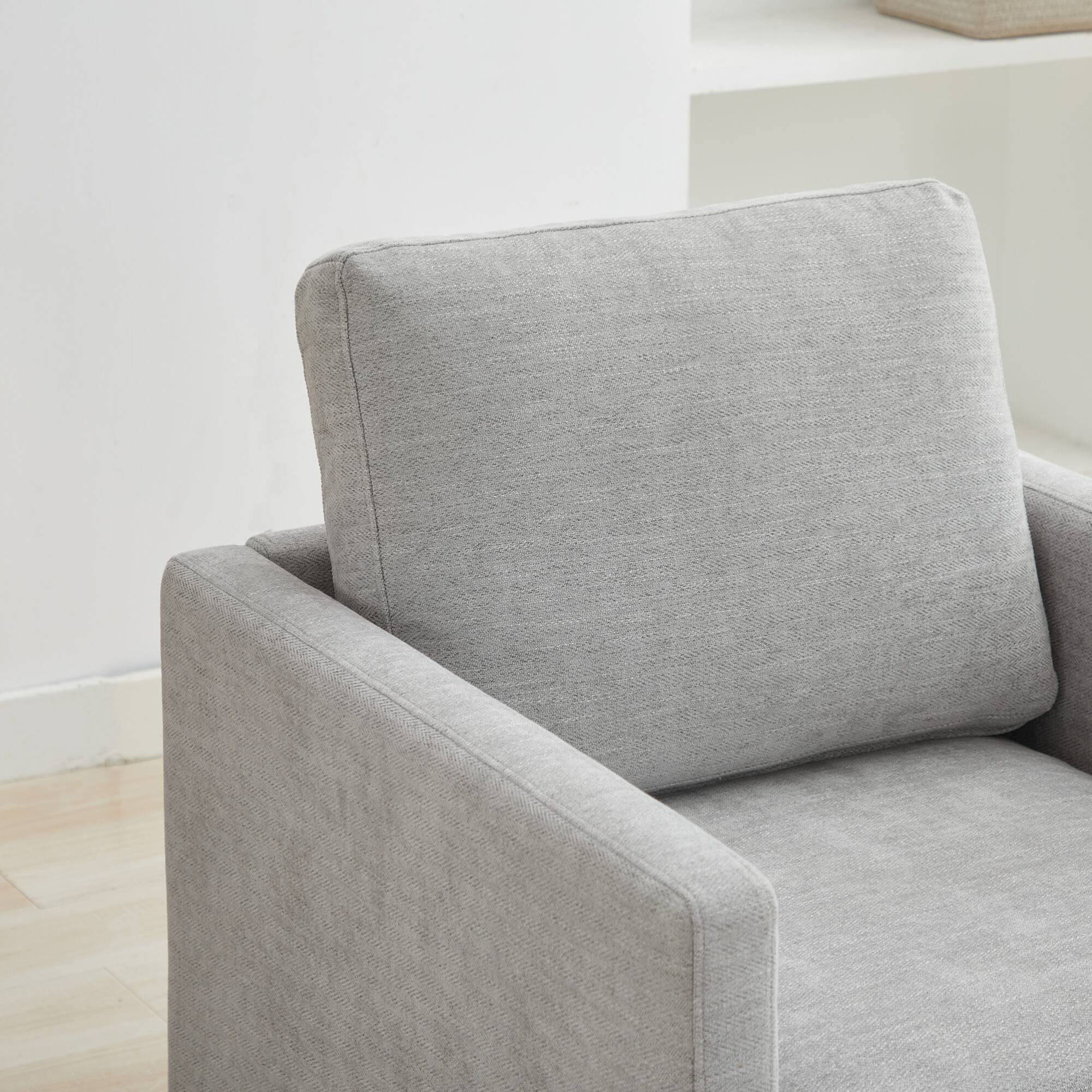 Alt View 5. GOODSILO - Modern Square Swivel Accent Chair with 360-Degree Rotation for Living Room and Bedroom - Light Gray.