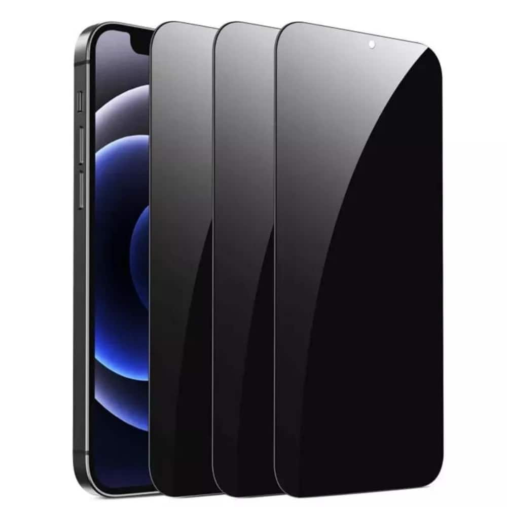 Qixxronics - [3-Pack] Privacy Screen Protector for iPhone 15 Pro Anti Spy Private Tempered Glass Film - Black
