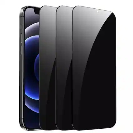 Front. Qixxronics - 3pack Privacy Screen Protector for iPhone 15 Pro Max Black Anti-Spy Tempered Glass - Black.