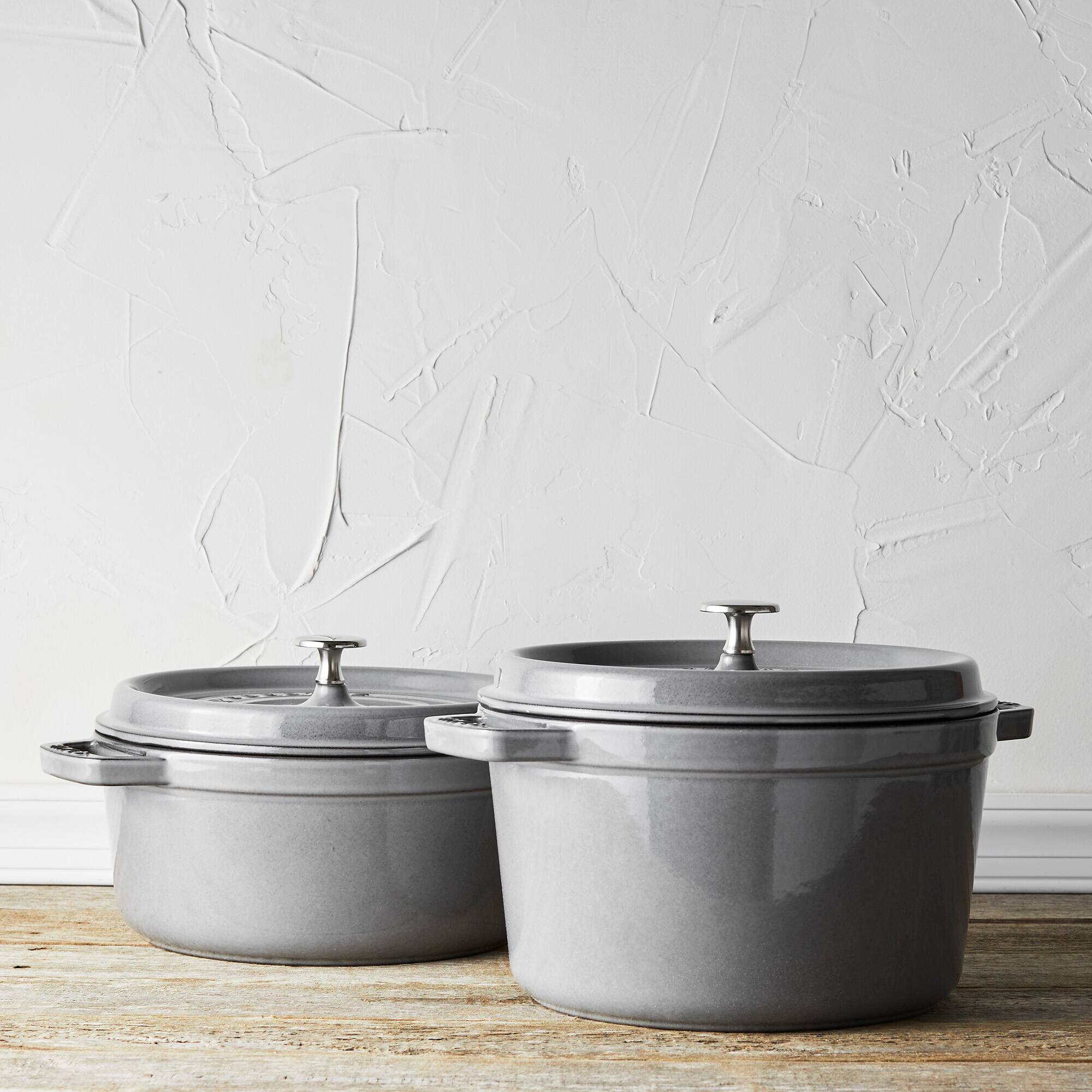 Alt View 9. Staub - Cast Iron 4-qt Round Cocotte - Graphite Grey.