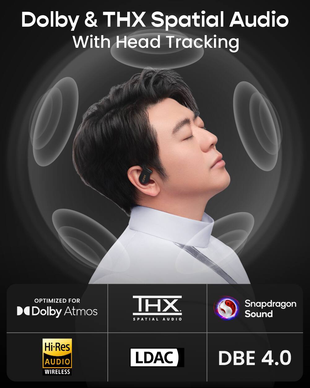 Dolby & THX Spatial Audio With Head Tracking  
OPTIMIZED FOR Dolby Atmos  
THX SPATIAL AUDIO  
Snapdragon Sound  
Hi-Res AUDIO WIRELESS  
LDAC  
DBE 4.0