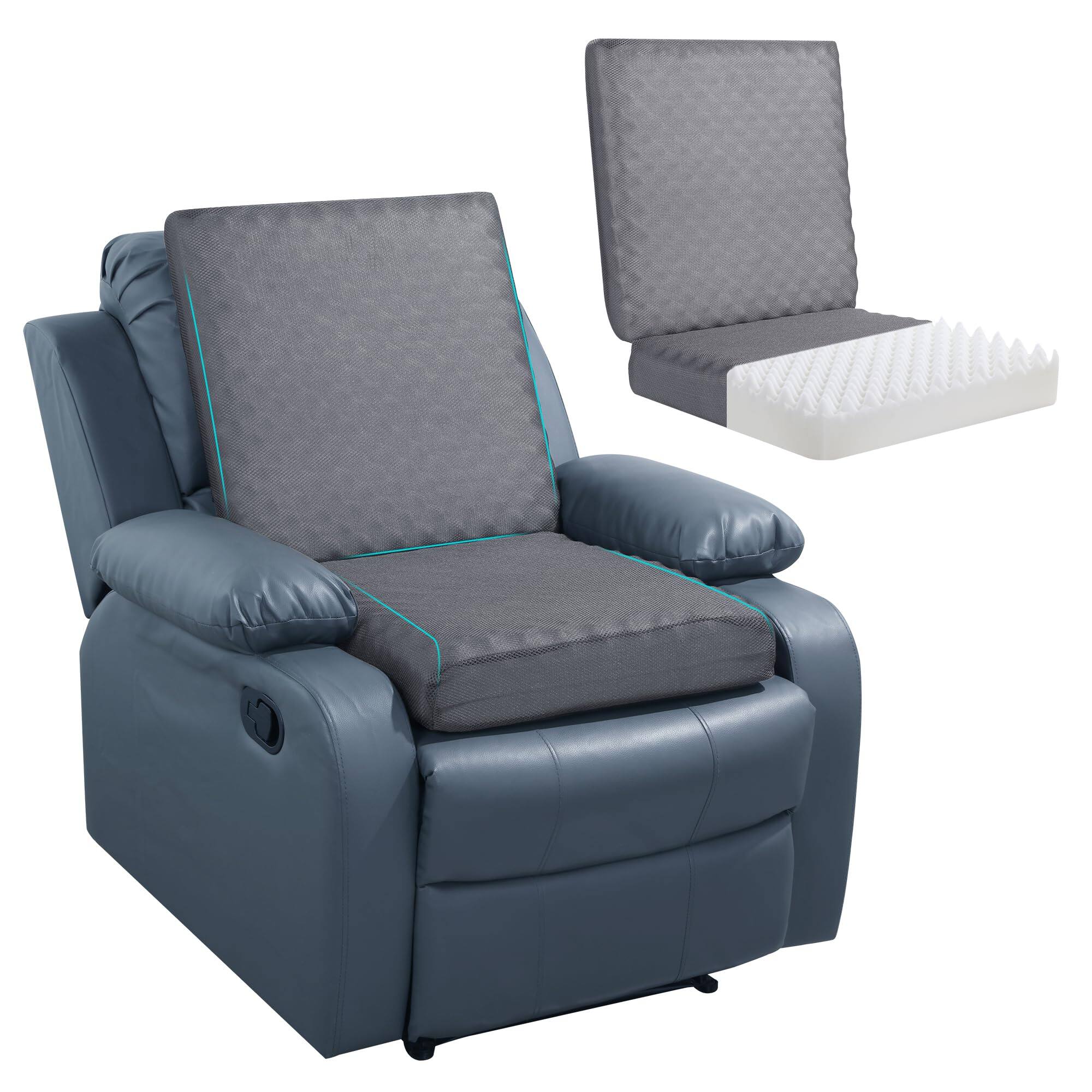 Front. Fabibe - Recliner Cushions for Long Sitting, Washable Design, Premium Quality - Gray 20×20×4in.