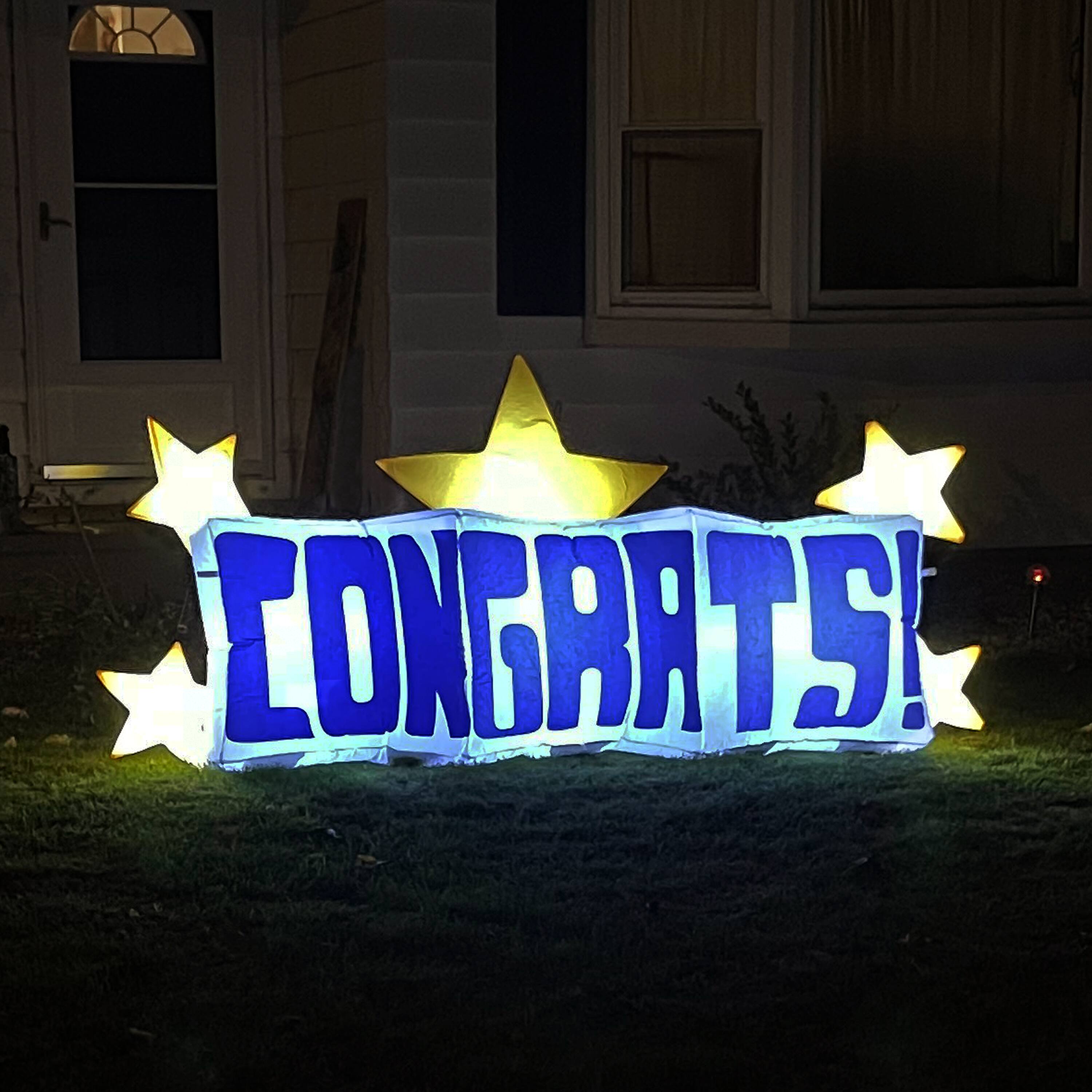 Alt View 4. Sunnydaze - Congrats Graduation LED Inflatable Party Decoration - 8 ft - White.