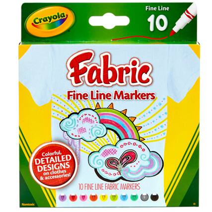 Fine Line Crayola 10 Fabric Fine Line Markers
Colorful, Detailed Designs on Clothes & Accessories!
10 Fine Line Fabric Markers
Nontoxic