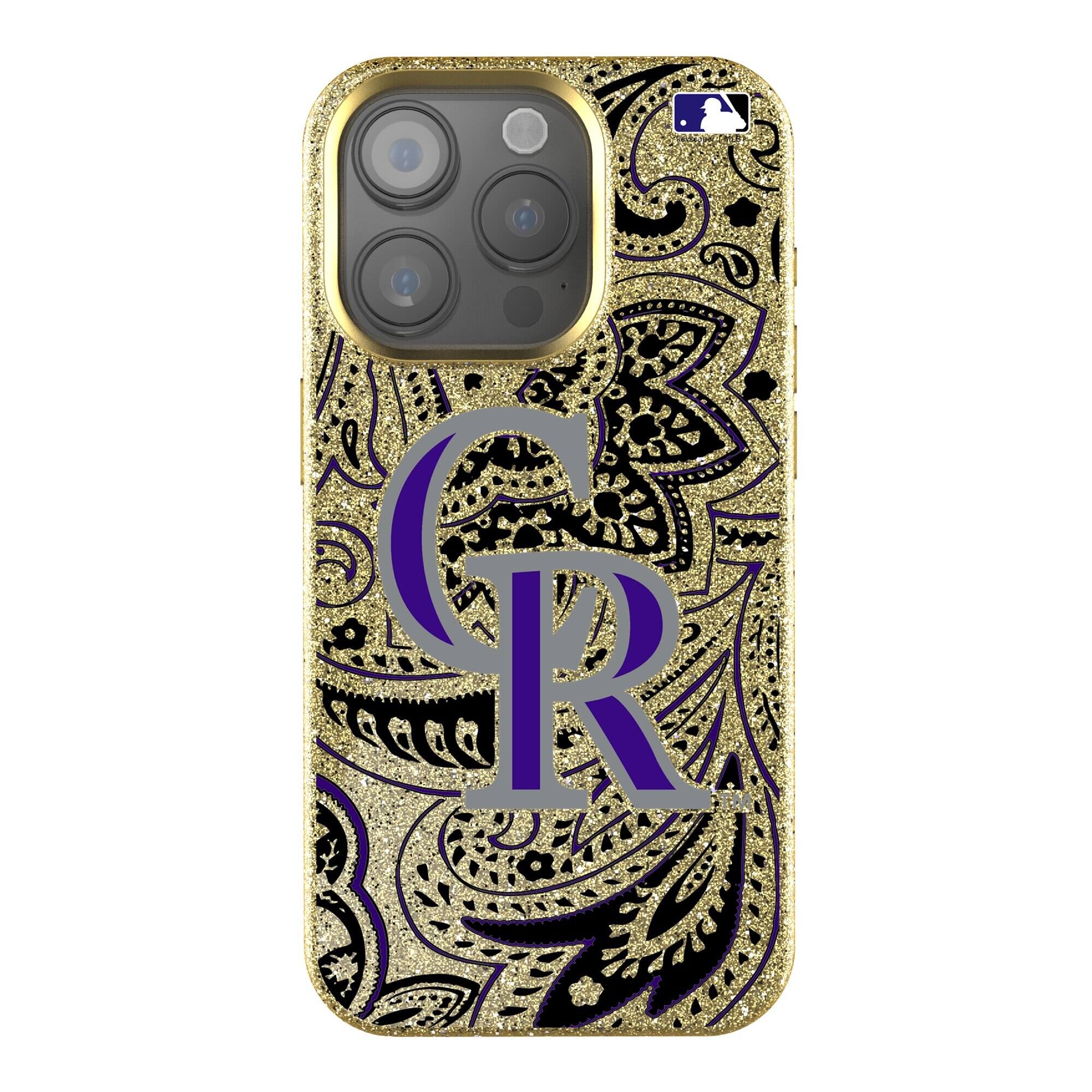 Keyscaper - MLB - Colorado Rockies Paisley Bling iPhone Case - 15 - Gold