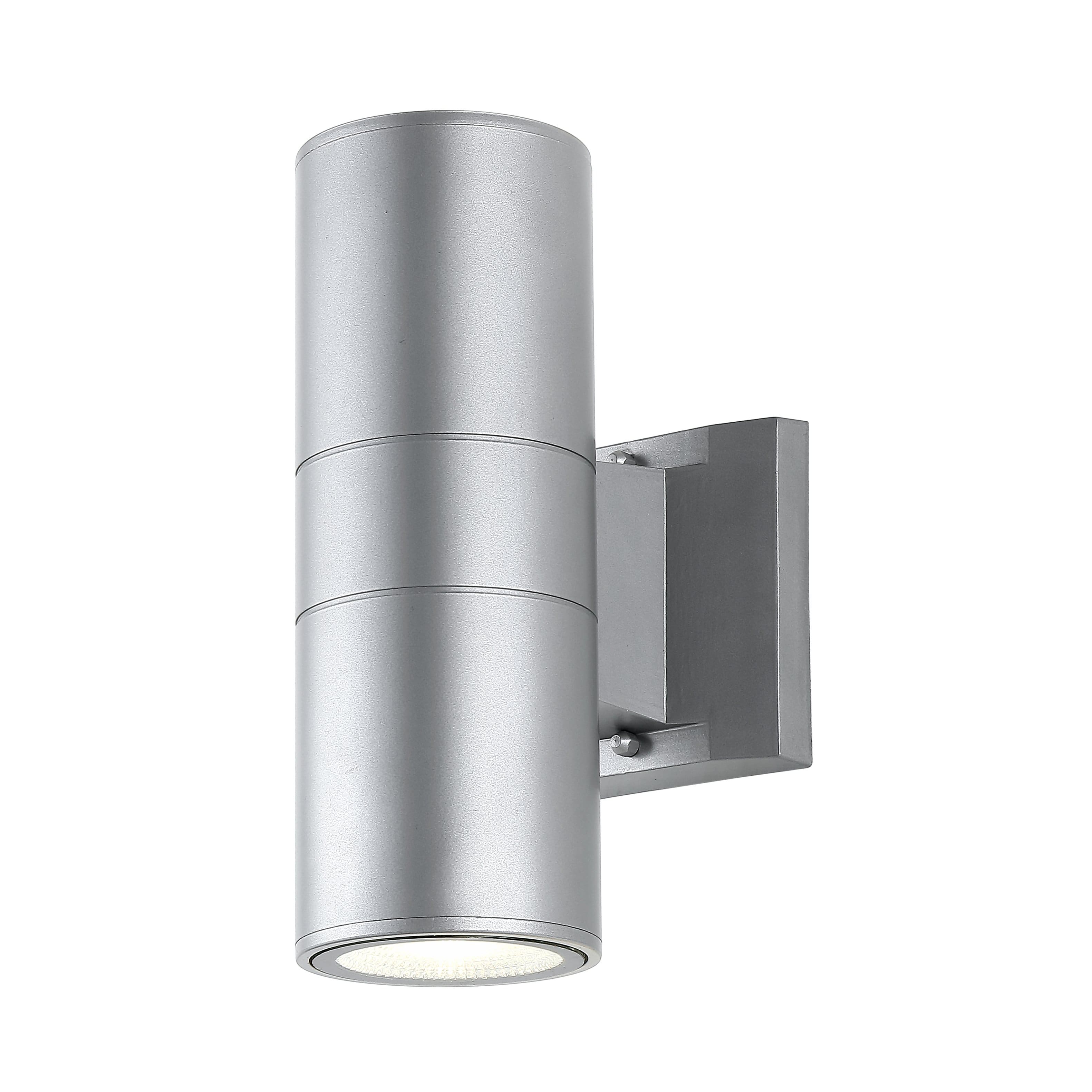 "Jonathan Y - Duo 6"" 2-Light Modern Midcentury Cylinder Outdoor Metal/Glass Integrated LED Sconce with Uplight - Silver" price history on PriceWatchPro