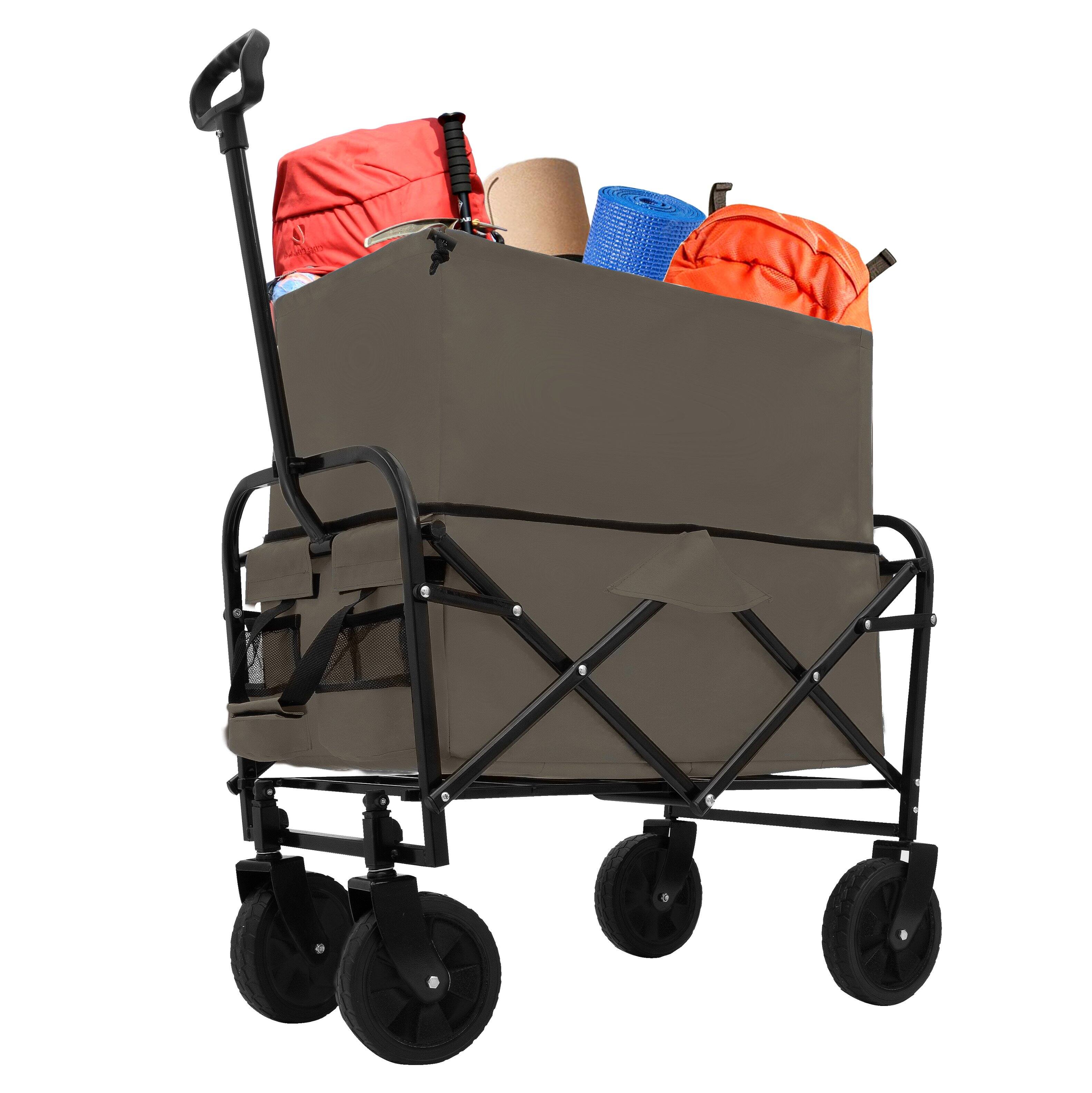 Alt View 4. Mondawe - Extendable Collapsible Wagon Utility Carts w/ 225LBS Capacity, 360° Wheels - Gray.