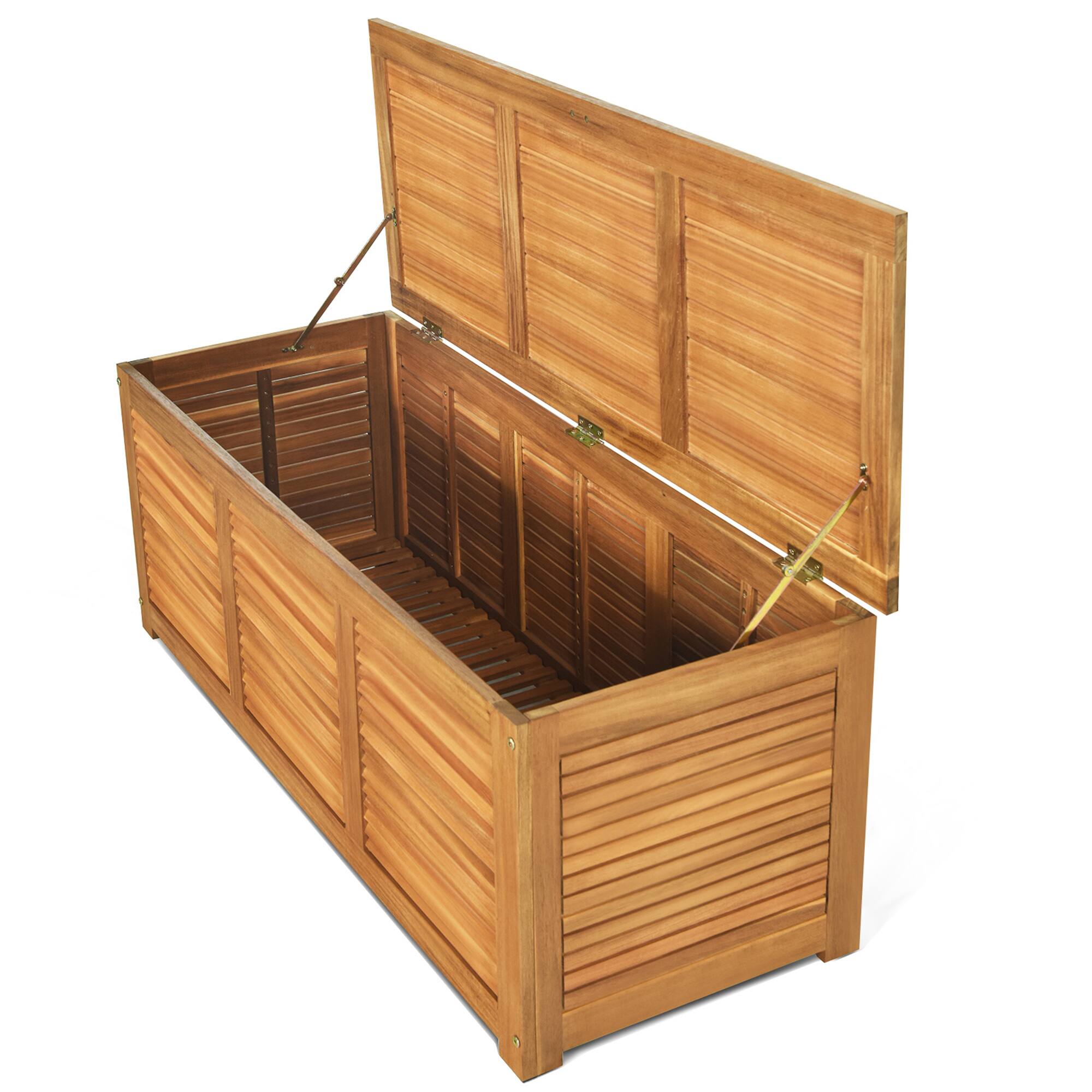 Alt View 5. Gymax - Gymax Acacia Wood Deck Box 46 Gallon Garden Backyard Storage Bench Container - Nature.