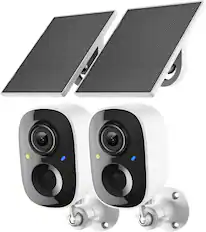 Front. Core Tech - Core Tech 2K Solar Wireless Security Camera 2-Pack, Outdoor WiFi, Night Vision, Motion Alert - White.