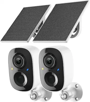Front. Core Tech - Core Tech 2K Solar Wireless Security Camera 2-Pack, Outdoor WiFi, Night Vision, Motion Alert - White.