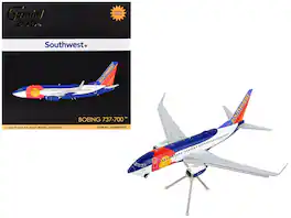 Boeing 737-700 Commercial Aircraft with Flaps Down Configuration White and Blue 1/200 Model Airplane by GeminiJets