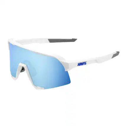 Front. 100% - S3 - Matte White - HiPER Blue Multilayer Mirror Lens - N/A.