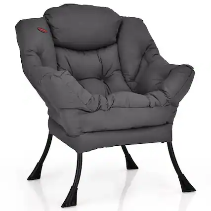 Front. SlickBlue - Upholstered Modern Cushioned Accent Chair with Side Pocket – Grey Living Room Armchair - Grey.