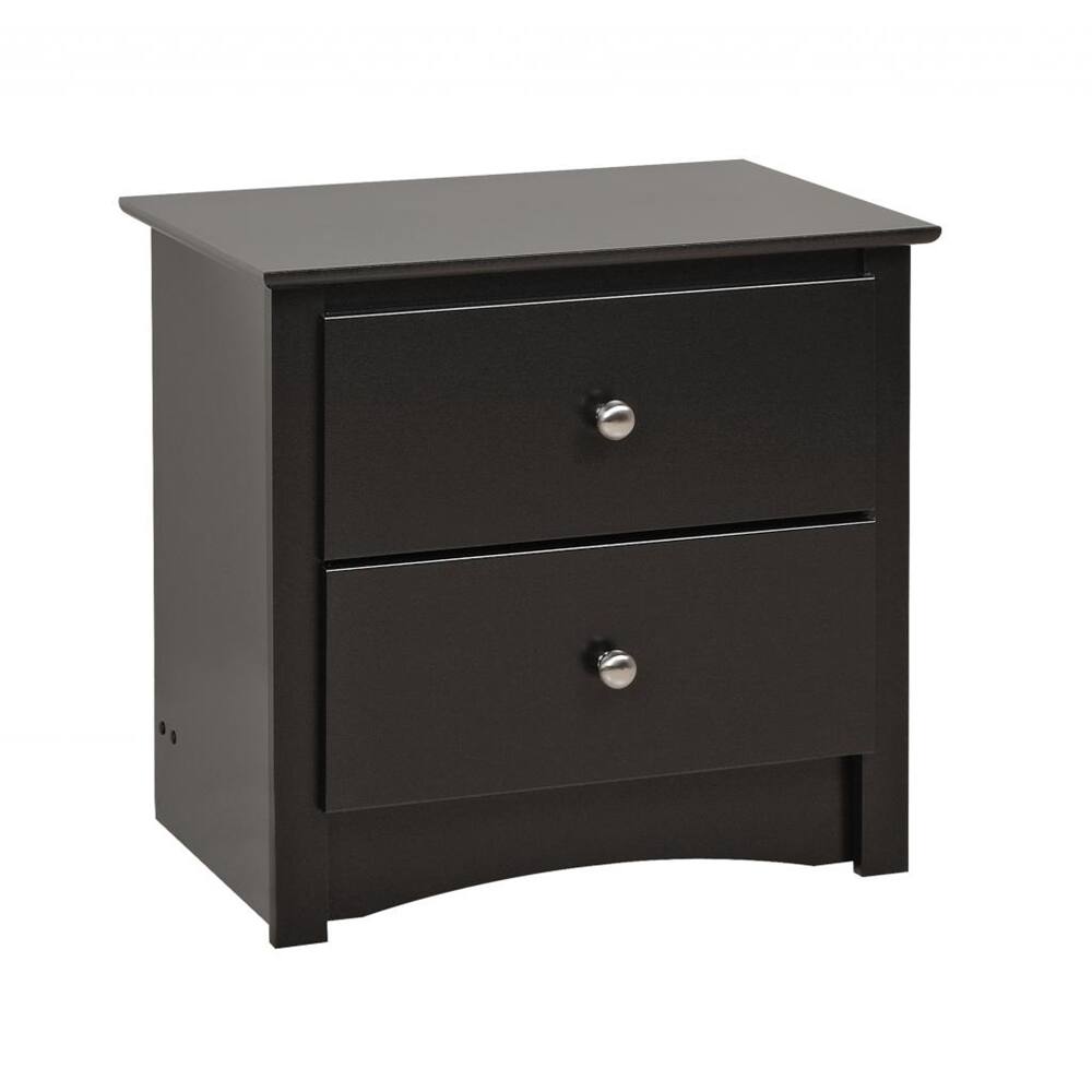Front. Prepac - Black Sonoma 2 Drawer Nightstand - Black.