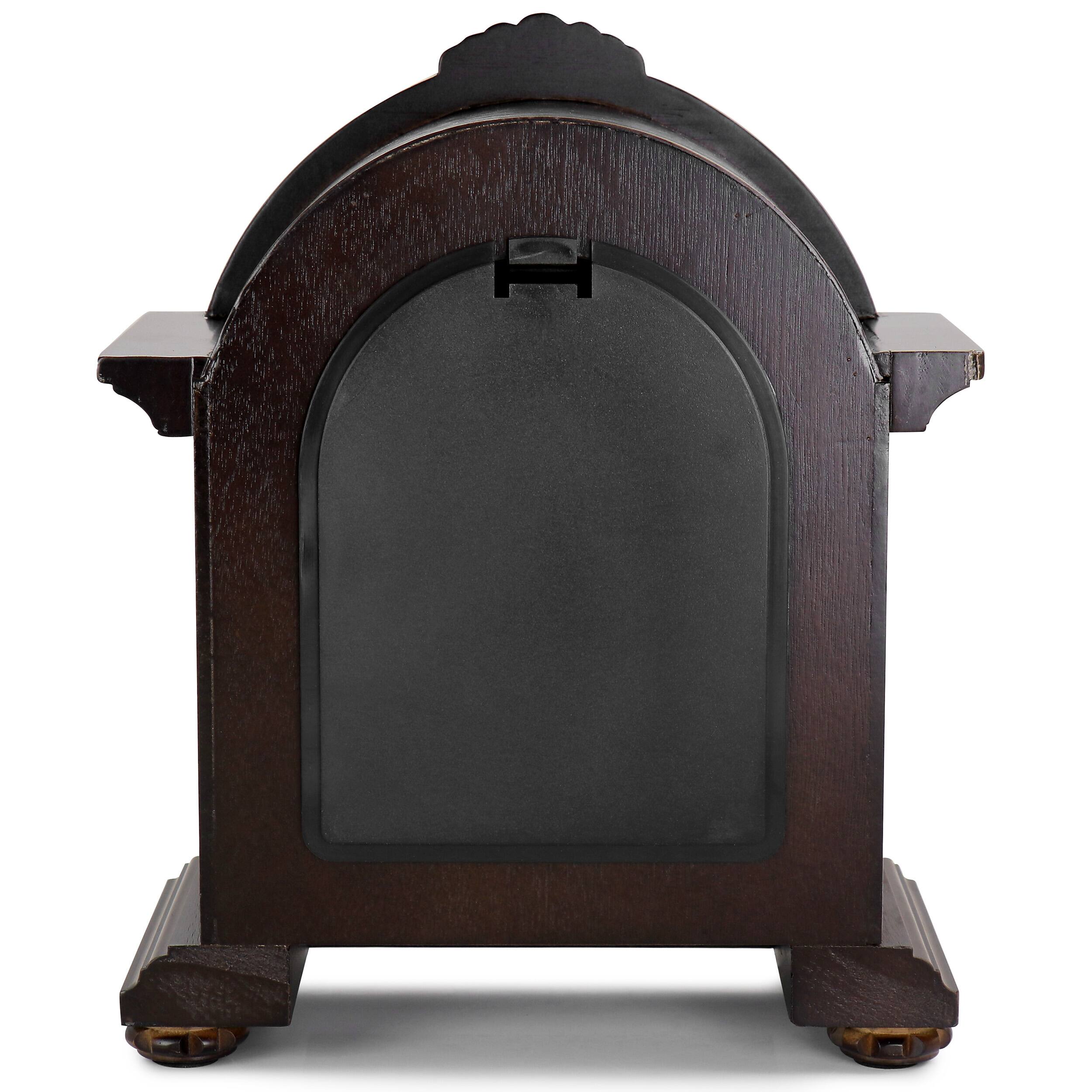 Alt View 3. Bedford Clock Collection - Bedford Clock Collection Chocolate Wood Mantel Clock with Chimes - Brown.