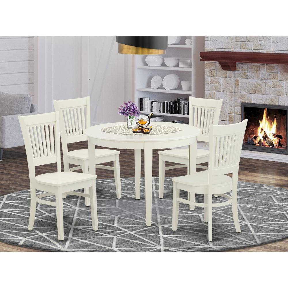 Back. East West Furniture - Dining Table- Dining Chairs - Brown.
