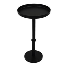 Manhattan Lane - Ara 12 Inch Side End Table, Vintage Sleek Pillar Base, Round Tray Top - Black