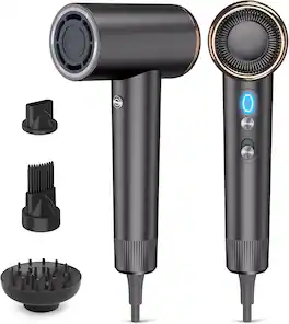 Mythsight - StyleVibe High-Speed Ionic Hair Dryer with 3 Attachments - Black