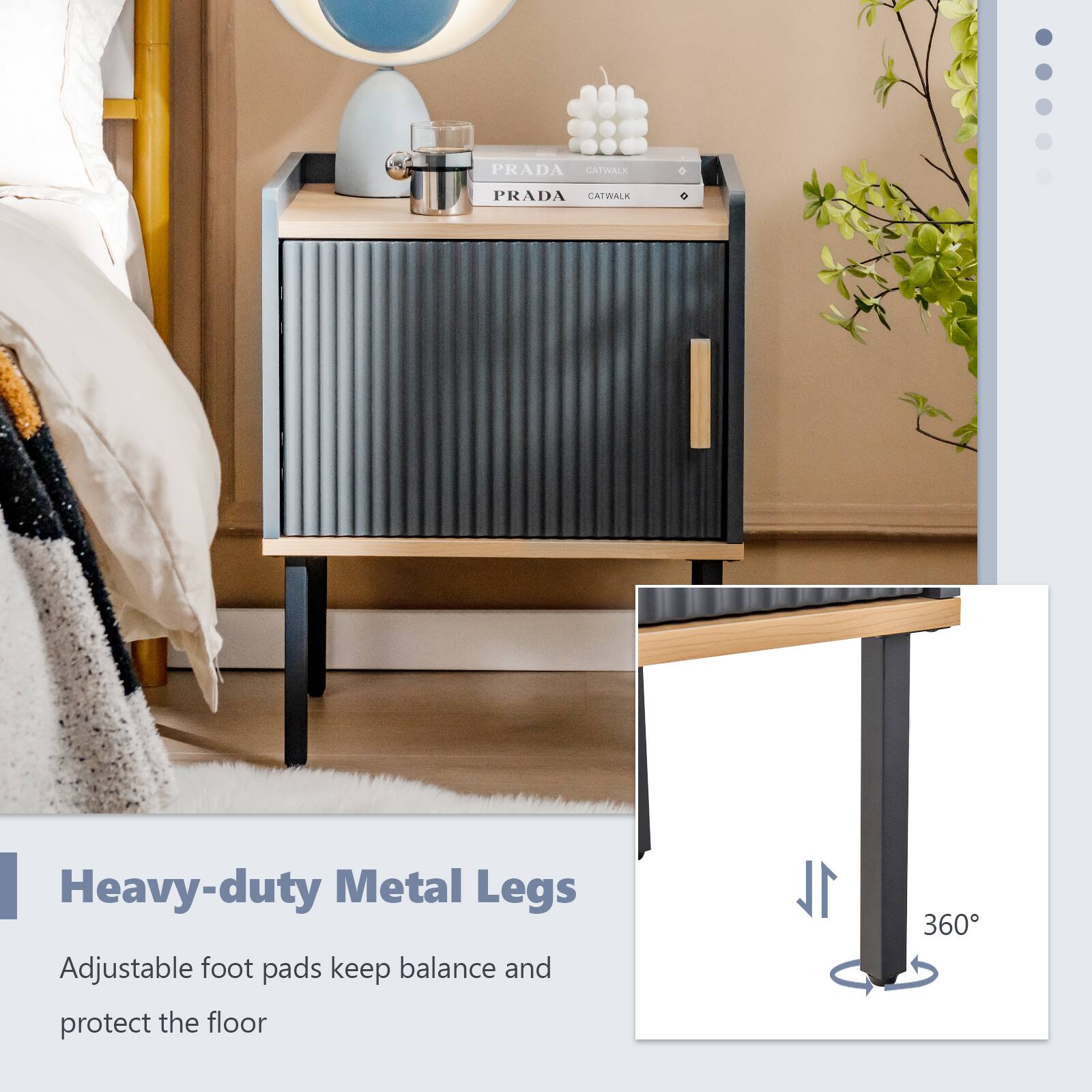 PRADA CATWALK

Heavy-duty Metal Legs
Adjustable foot pads keep balance and protect the floor

1L

360°