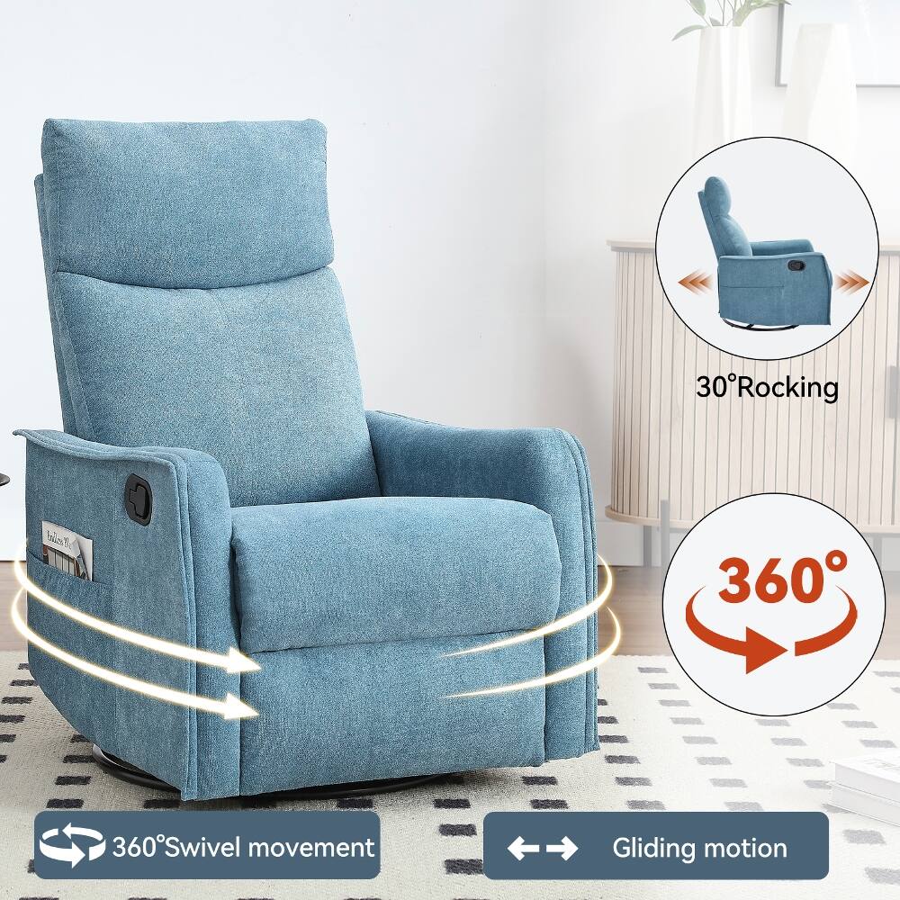 30° Rocking  
360° Swivel movement  
Gliding motion