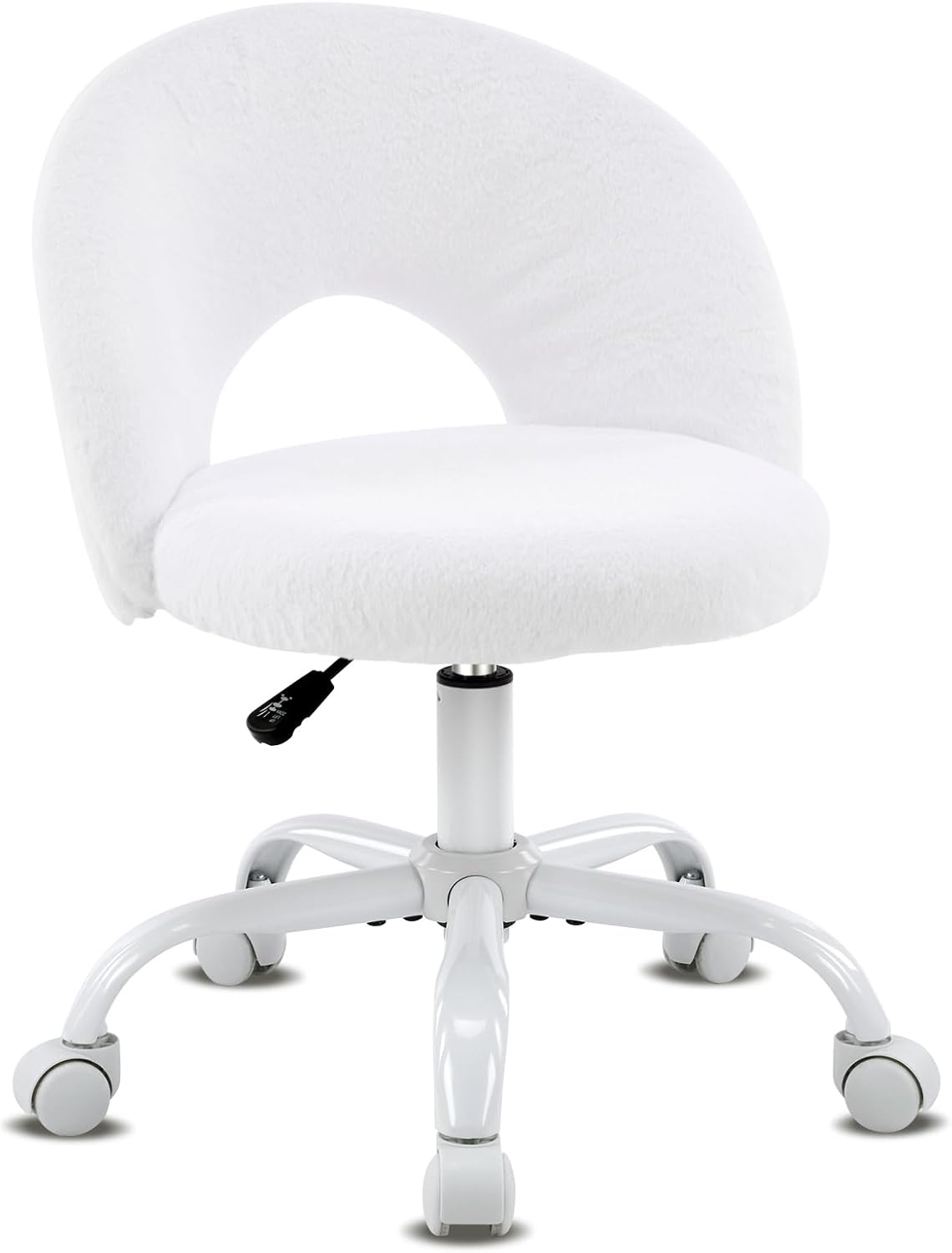 Alt View 8. Winado - Small Vanity Chair with Wheels for Girls Cute Adjustable Height Armless Office Desk Chair 360°Swivel Comfy Rolling Chair - Furry White.