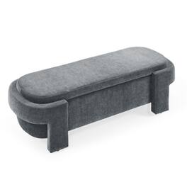 HTUTWOO - Linen Fabric Upholstered Bench for Entryway & Bedroom - Large Storage Space Ottoman Bench - 51.5'' x 20.5'' x 17'' - Gray
