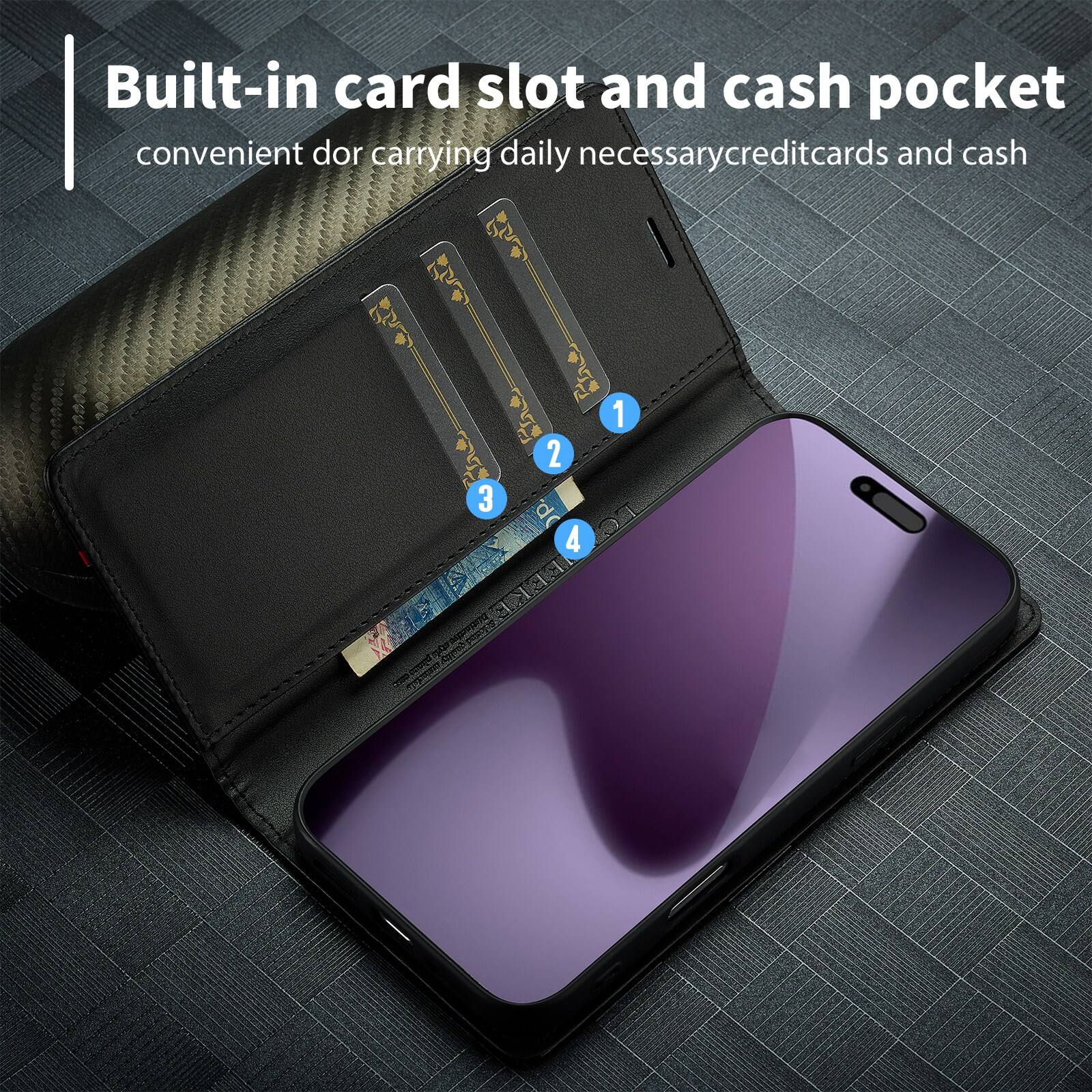 Built-in card slot and cash pocket convenient for carrying daily necessary credit cards and cash