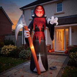 Joyfy - 12FT Giant Halloween Inflatable Grim Reaper with Scythe – Scary Indoor Outdoor Yard Lawn Garden Decor for Holiday Party - Black