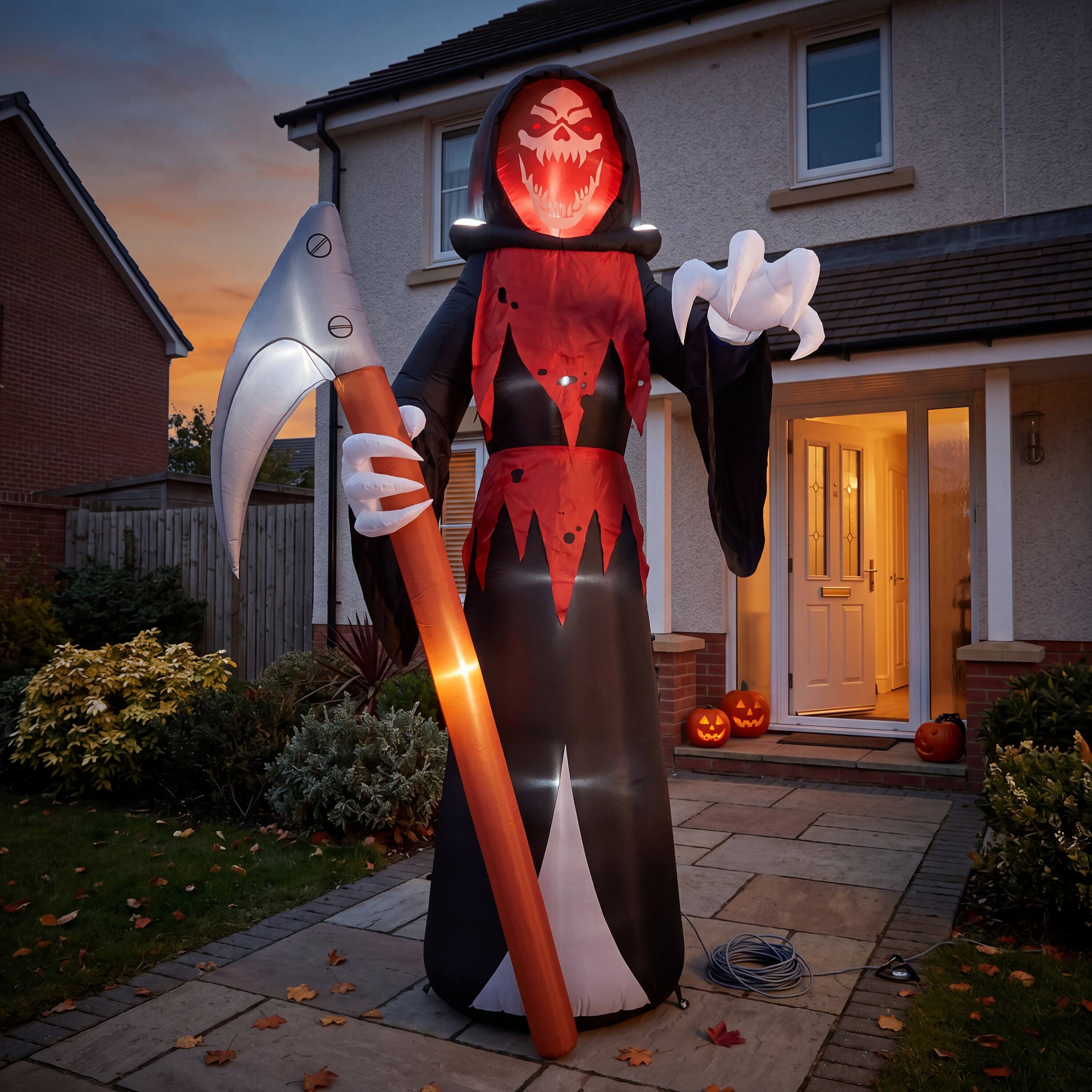 Front. Joyfy - 12FT Giant Halloween Inflatable Grim Reaper with Scythe – Scary Indoor Outdoor Yard Lawn Garden Decor for Holiday Party - Black.