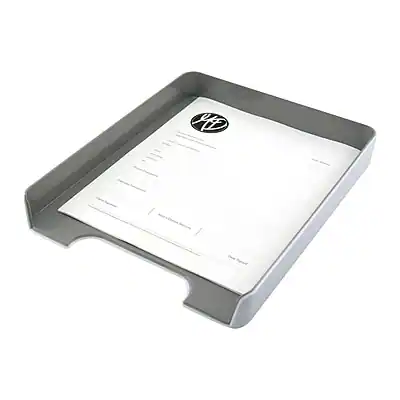 Front. Fusion - Fusion Letter Tray, White and Gray (37522) - White and Gray.