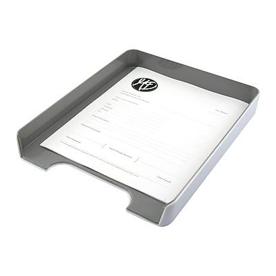 Front. Fusion - Fusion Letter Tray, White and Gray (37522) - White and Gray.