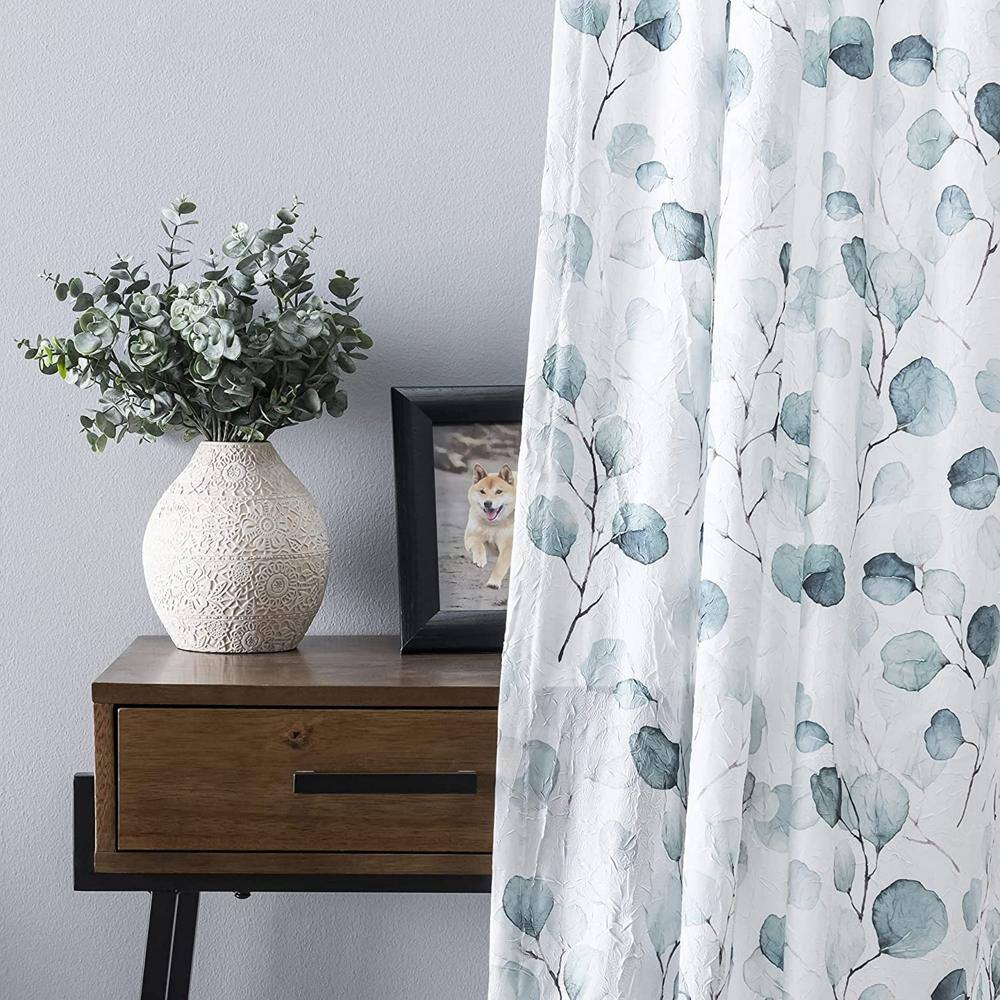 Angle. Ellis Curtain - Ellis Curtain Eucalyptus Crushed Taffeta Rod Pocket Tailored Panel - 48x84" Spa - Spa.