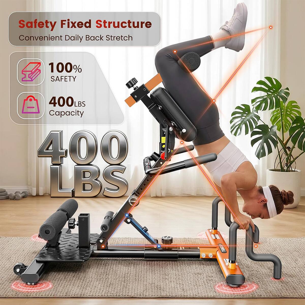 Safety Fixed Structure Convenient Daily Back Stretch

100% SAFETY

400LBS Capacity

400 LBS
