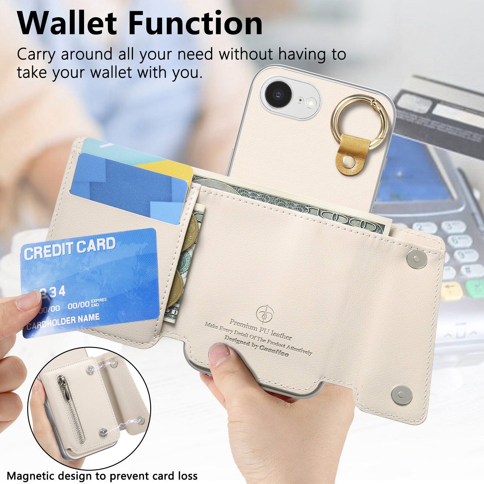Wallet Function  
Carry around all your need without having to take your wallet with you.

CREDIT CARD  
34  
EXPIRES 00/00  
END 00/00  
CARDHOLDER NAME

Make Every Premium Detail PU Designed 10 The leather by Product Caselleo Attentively

Magnetic design to prevent card loss