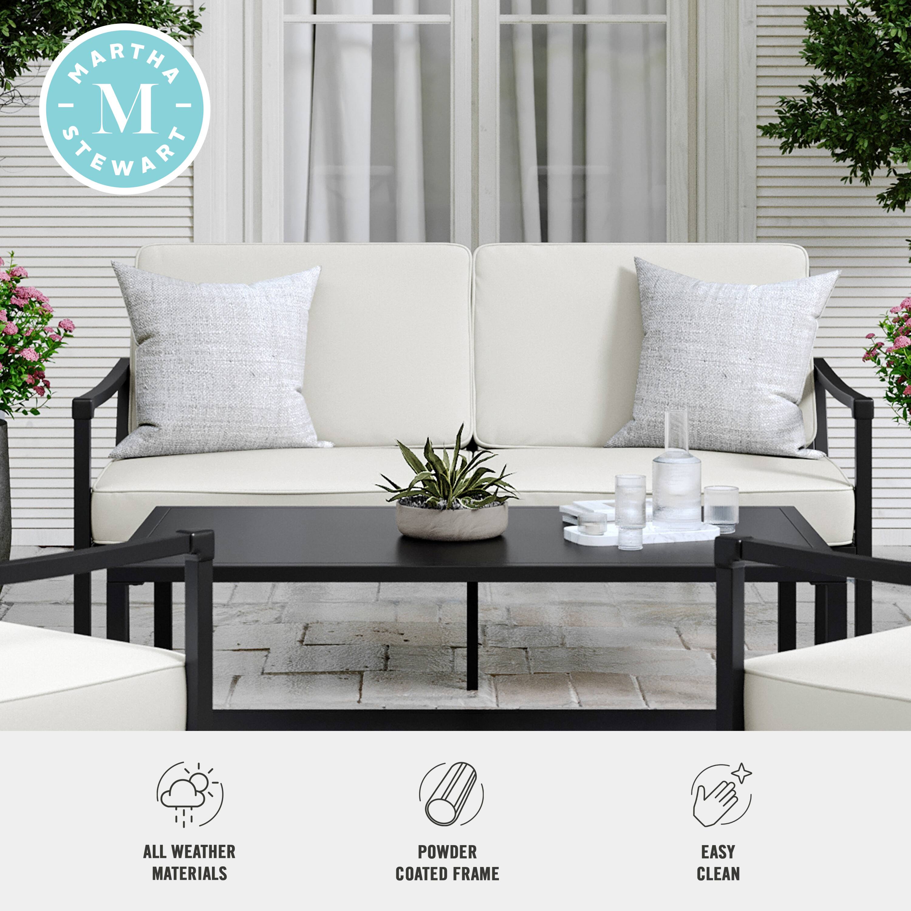 MARTHA STEWART

ALL WEATHER MATERIALS  
POWDER COATED FRAME  
EASY CLEAN