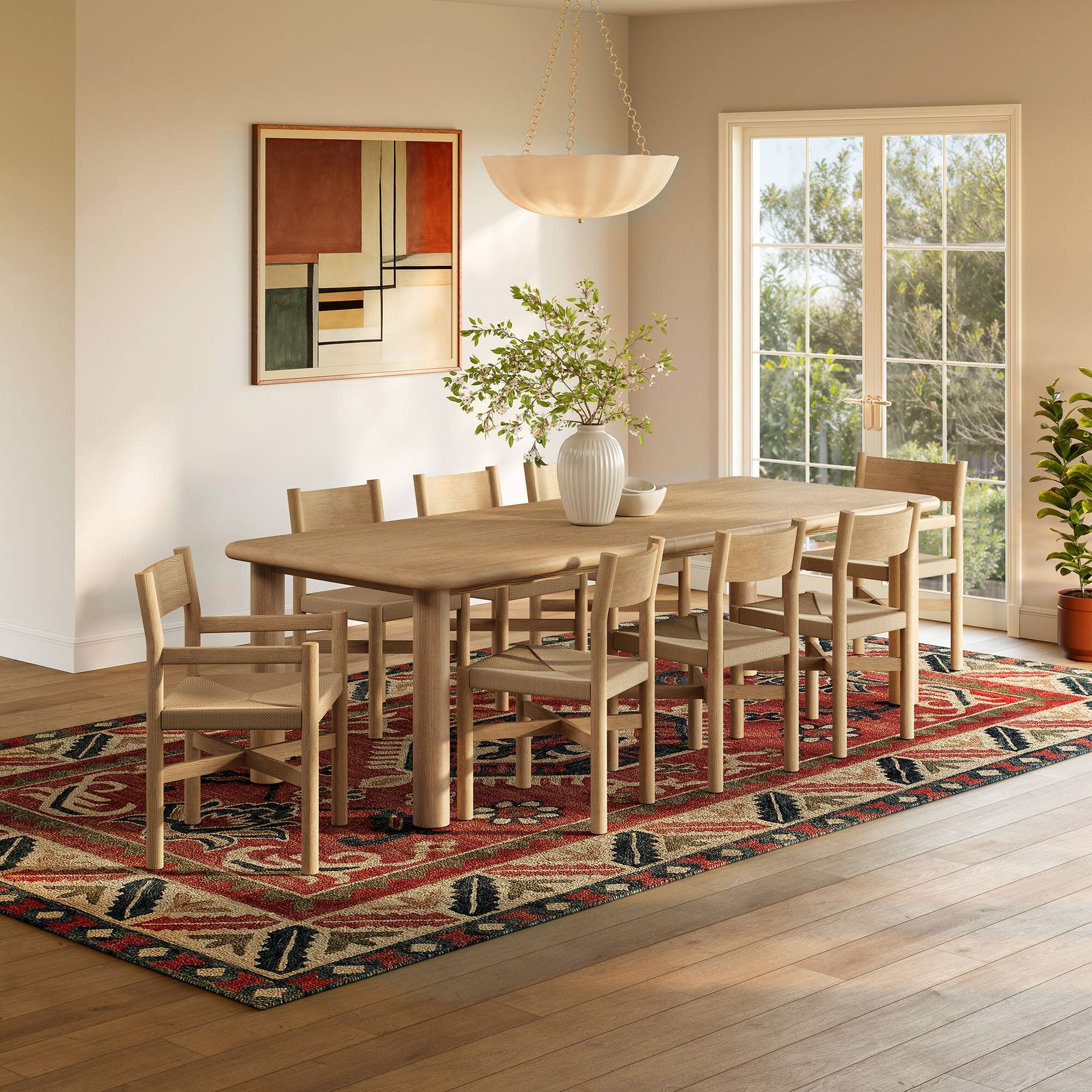 Alt View 2. Modway - Alvia 9-Piece Wood Extendable Dining Table and Chairs Set by Modway - Weathered Oak.