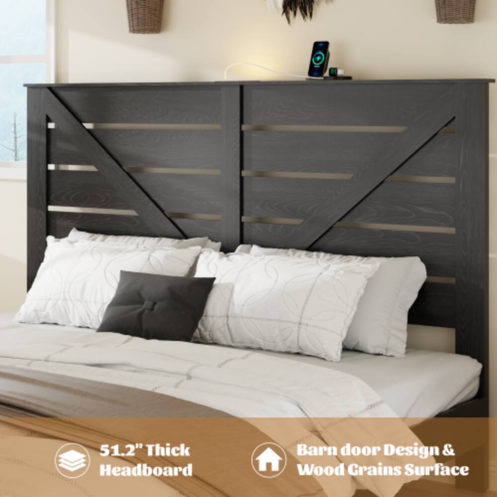 51.2" Thick Headboard  
Barn door Design & Wood Grains Surface