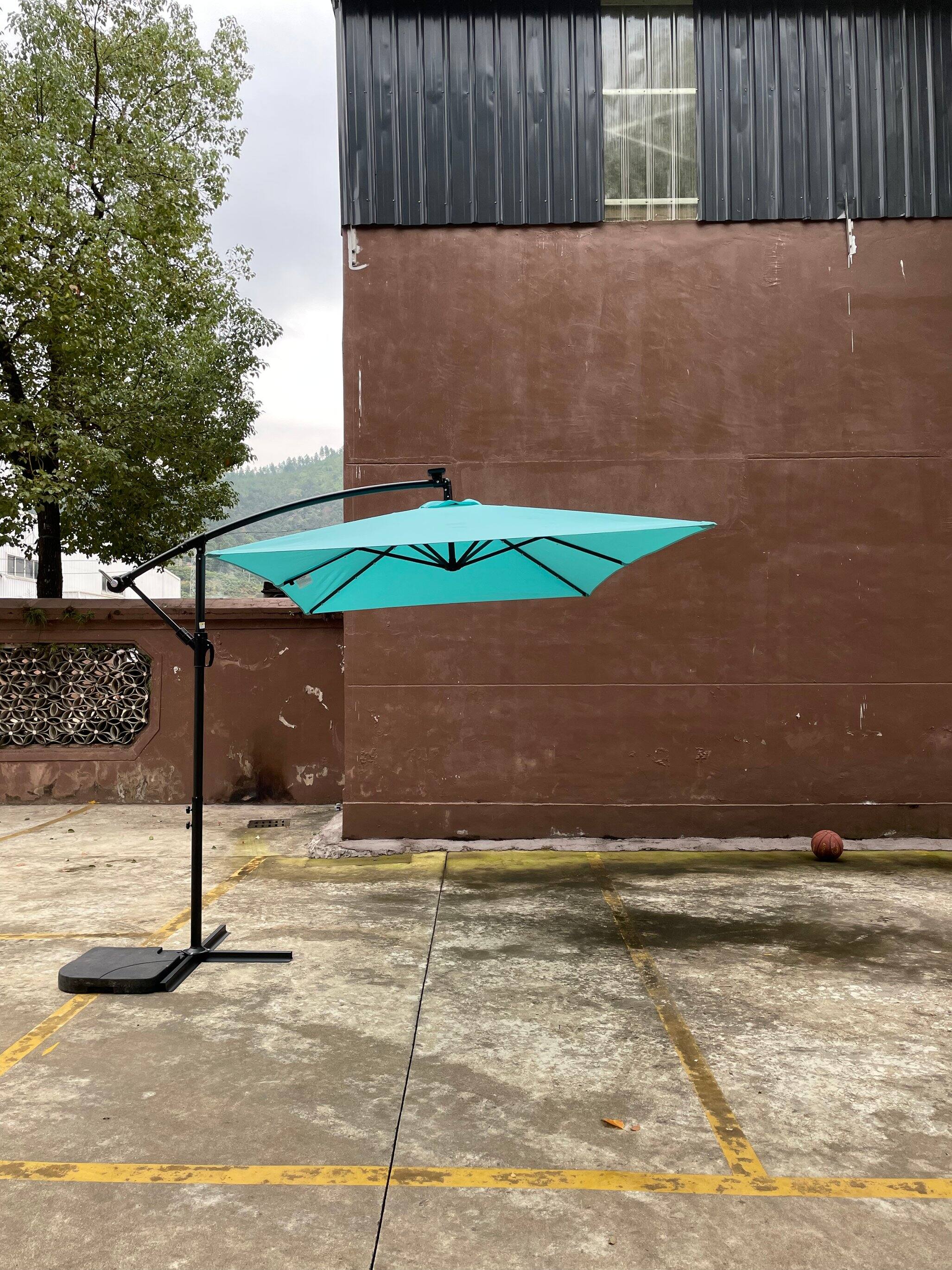 Alt View 7. Loheer - Loheer Rectangle Solar Powered LED Lighted Patio Umbrella Waterproof Market Sun Shade with Crank and Cross Base for Pool.