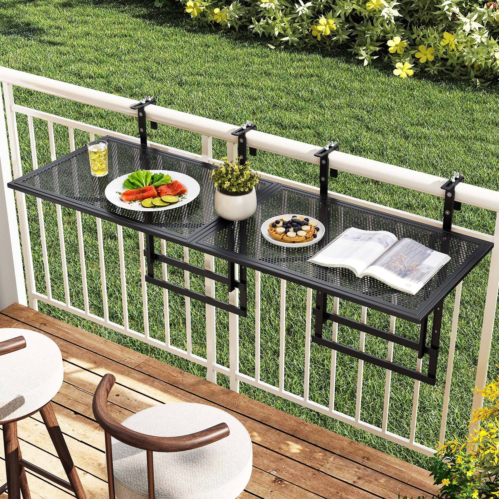 Alt View 3. Gymax - Gymax 2PCS 48'' Connectable Metal Folding Hanging Bar Table w/5-Level Adjustable Height - Black.