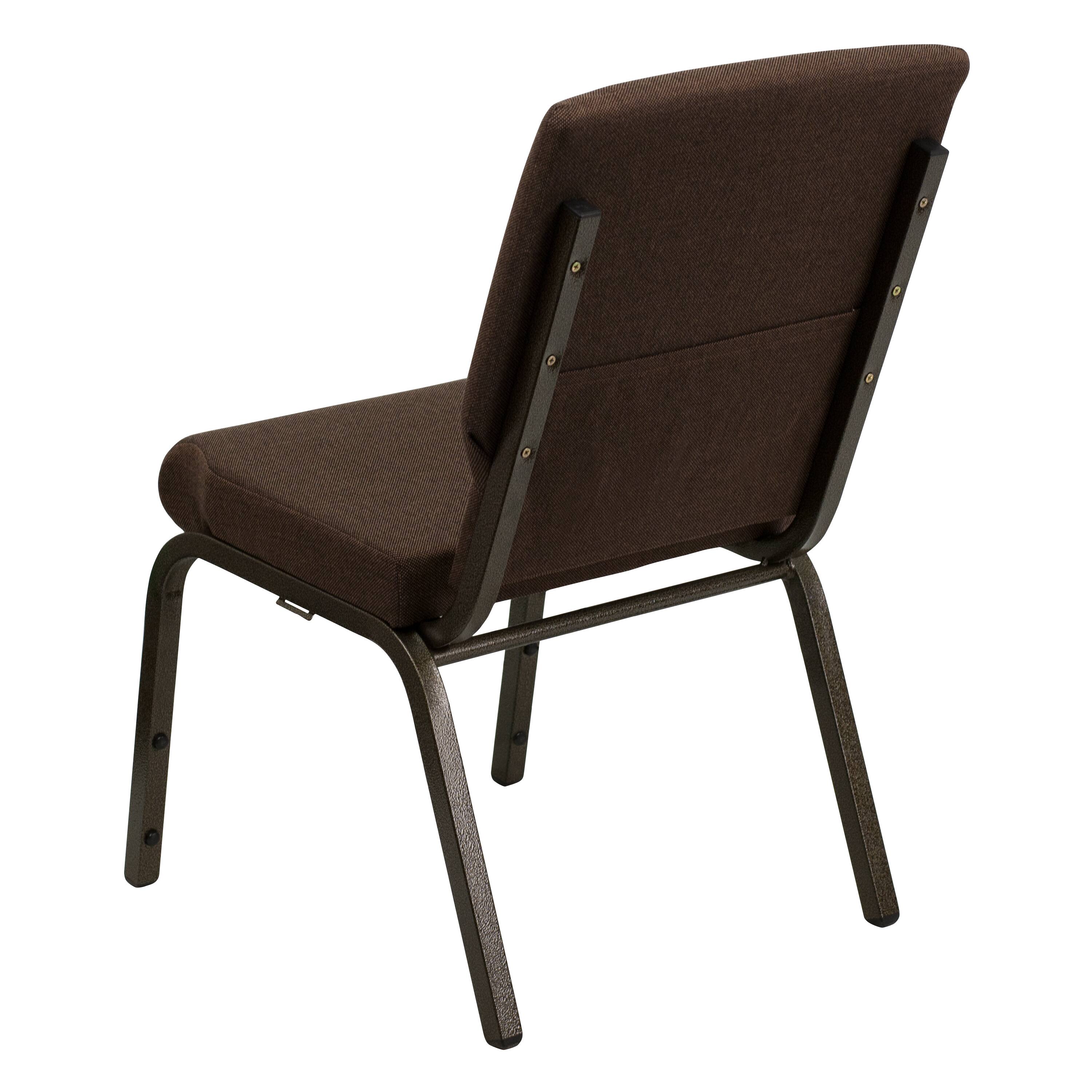 Alt View 5. Emma + Oliver - Stacking Auditorium Chair with 19" Seat - Brown Fabric/Gold Vein Frame.