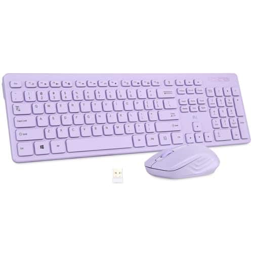 Earthley Blooms - Wireless and Mouse Combo - Standard Office PC Optical Mice Pink - Purple