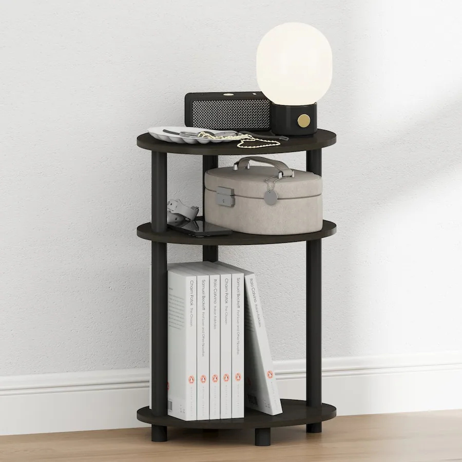 Furinno TURN N TUBE 3 Tier Oval Night Stand, Toolless Assembly Narrow ...