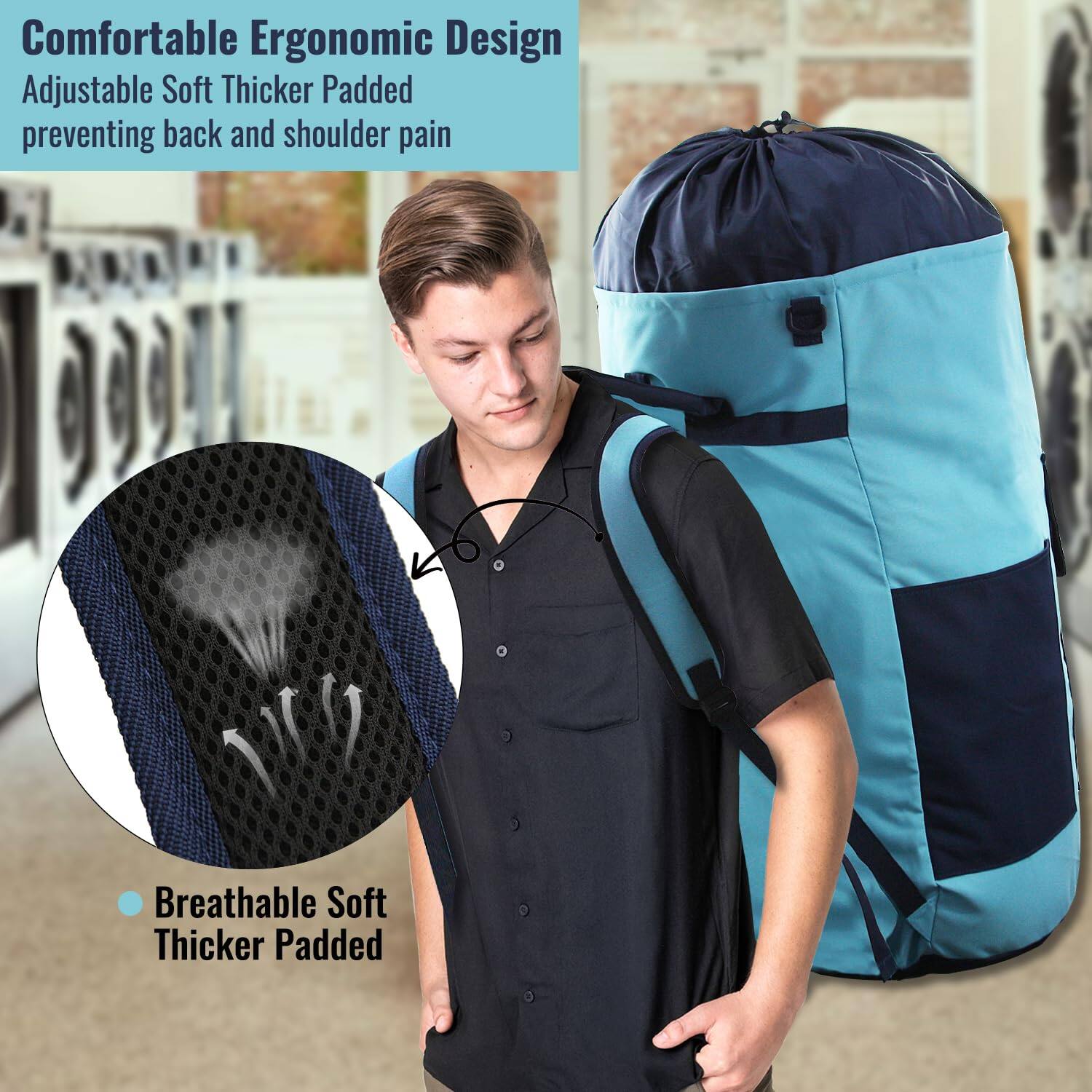 Comfortable Ergonomic Design  
Adjustable Soft Thicker Padded  
preventing back and shoulder pain  

Breathable Soft Thicker Padded