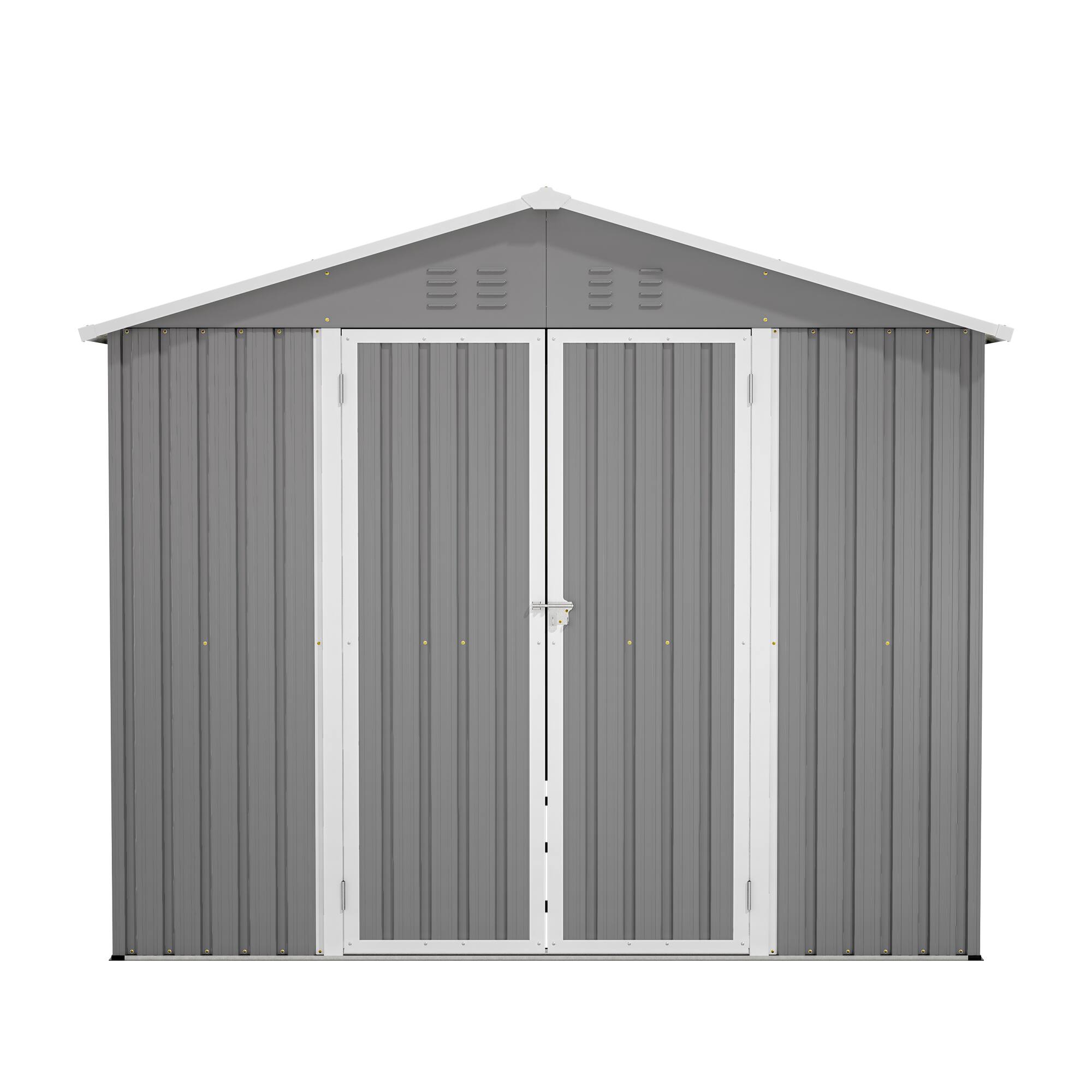 Alt View 8. Loheer - Loheer 8x12 FT Metal Outdoor Storage Shed Lockable Backyard Garden Tool Storage House Galvanized Steel Grey.