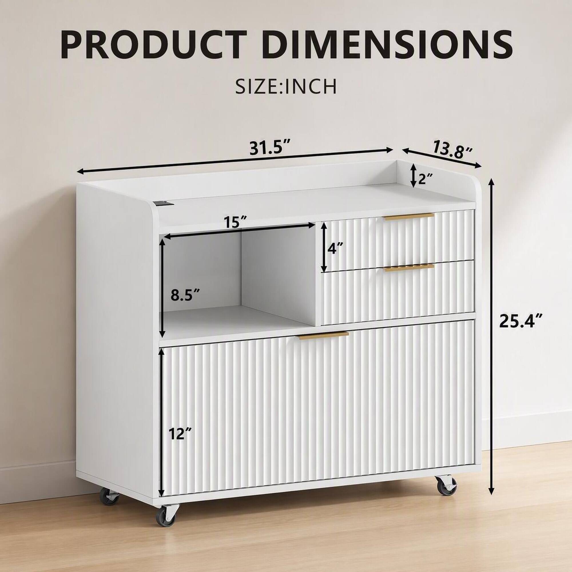 PRODUCT DIMENSIONS  
SIZE: INCH  
31.5"  
13.8"  
2"  
15"  
4"  
8.5"  
25.4"  
12"