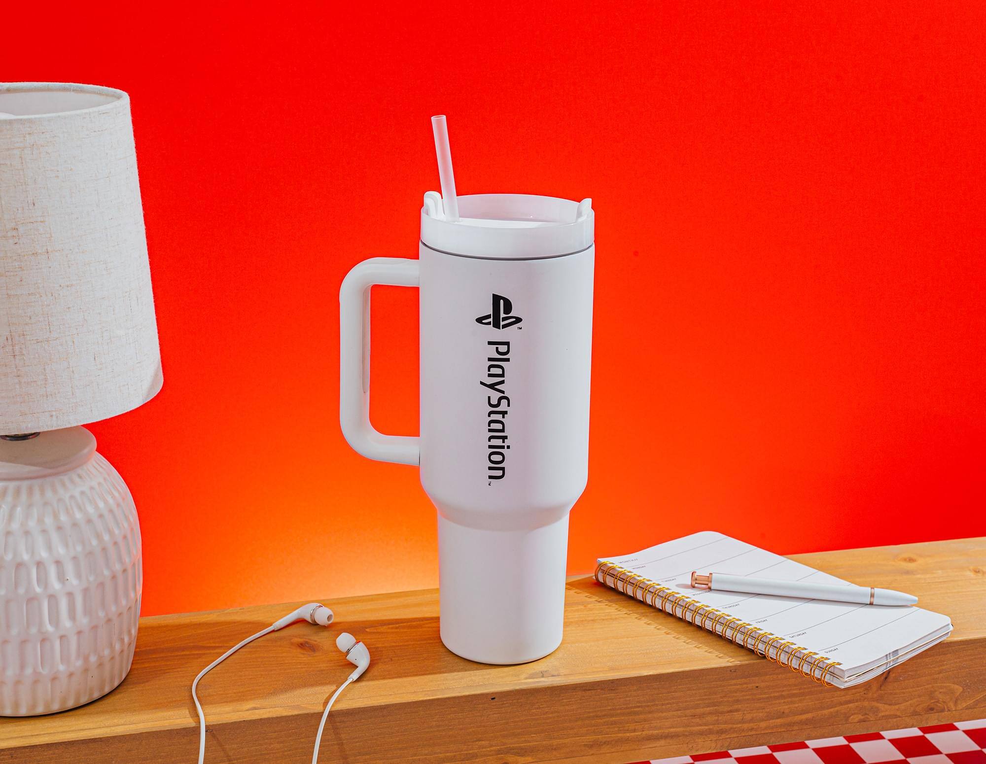 Alt View 3. Pyramid America - PlayStation Controller Icons Metal Travel Tumbler | Holds 40 Ounces - White/Black.