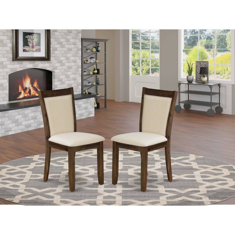 Alt View 4. East West Furniture - MZCNT32 Dining Chairs - Light Beige Linen Fabric Seat and High Chair Back - Sand Blasting Antique Walnut Finish (SET OF - Antique Walnut.
