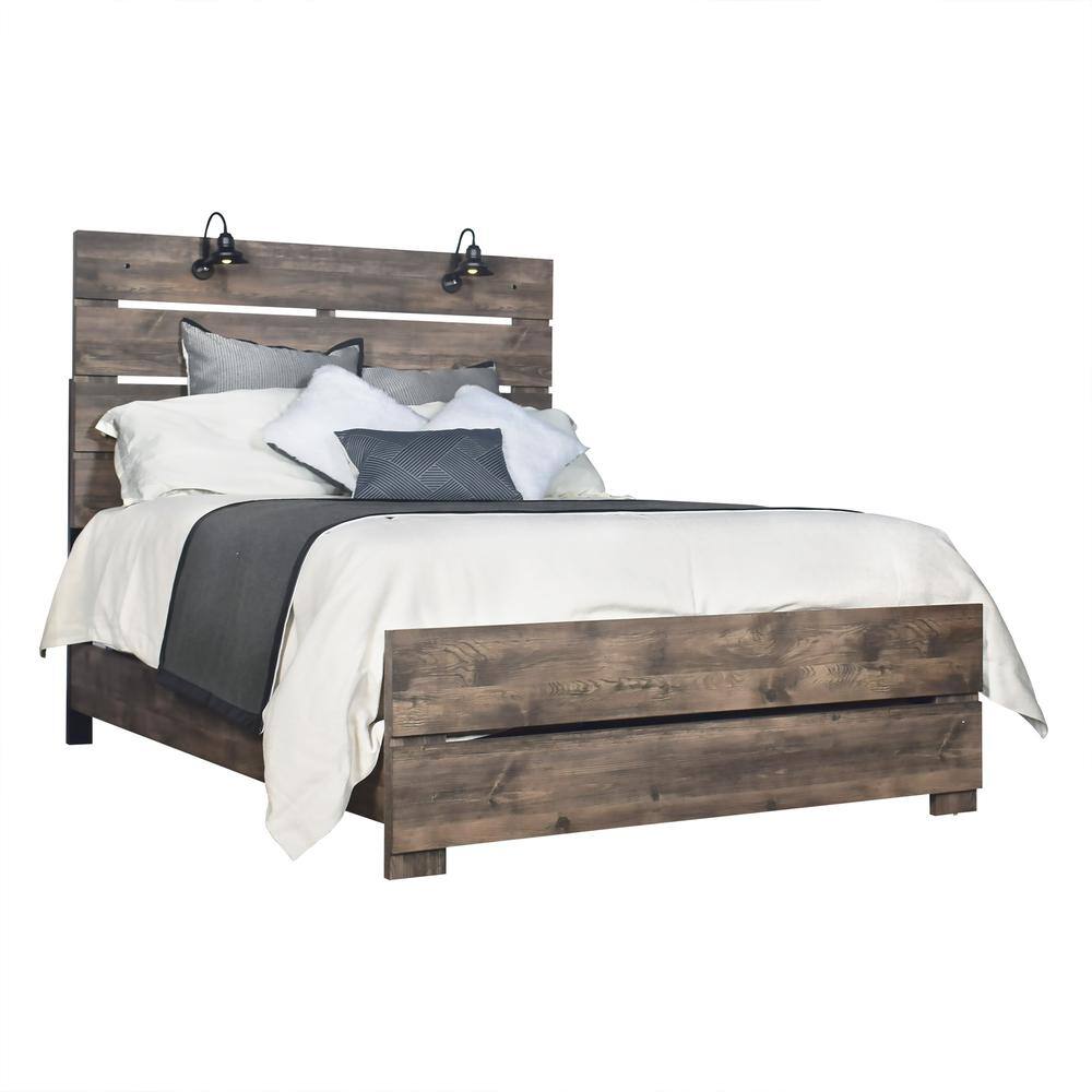 Left. New Classic Furniture - Misty Lodge - 3/3 Twin Bed - Greige - Gray.
