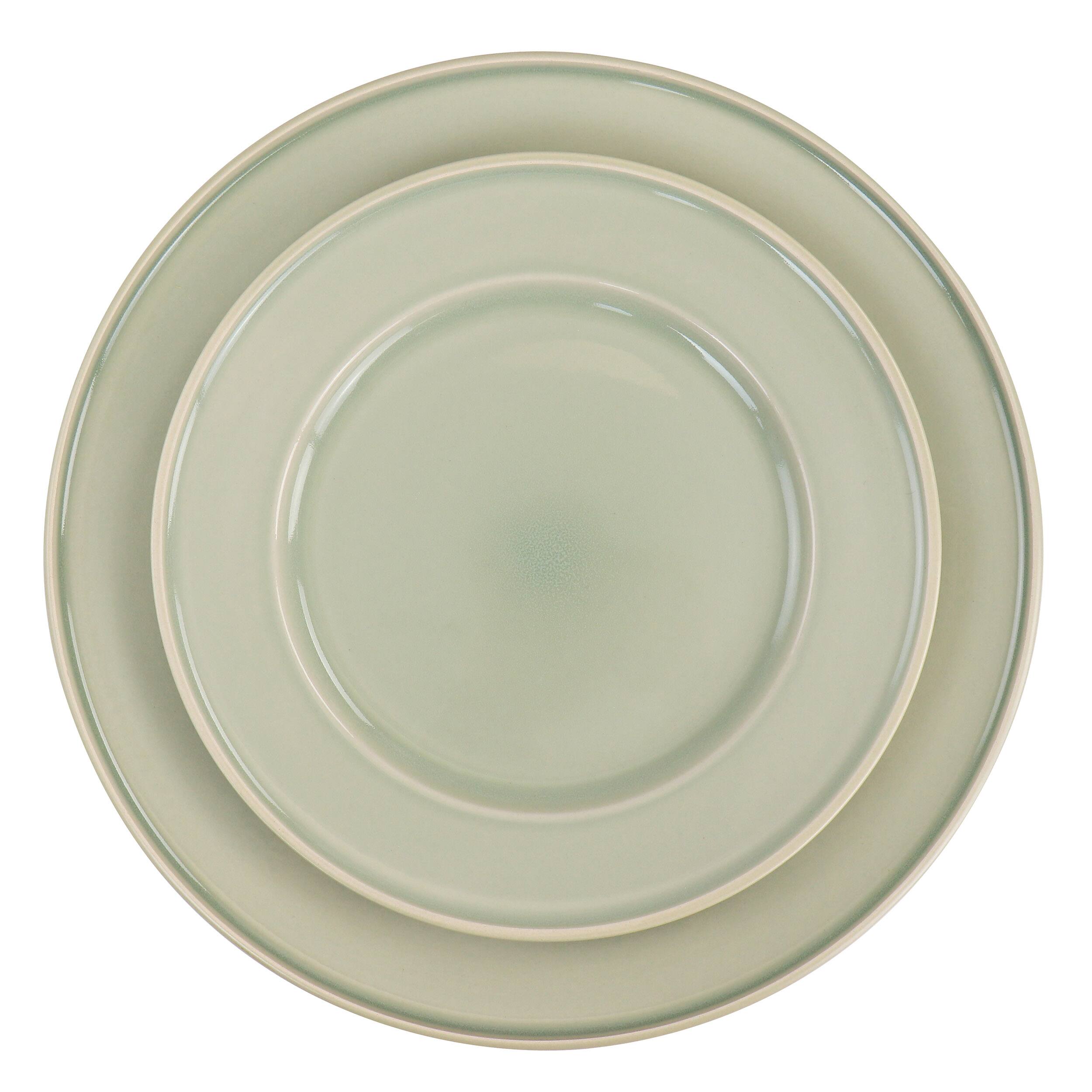 Alt View 3. Martha Stewart - Martha Stewart 12 Piece Reactive Glaze Stoneware Dinnerware Set in Sharkey Grey - Sharkey Gray.